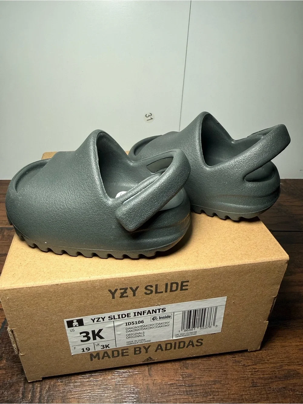 adidas Kids EVA Slide Sandals in Dark Green